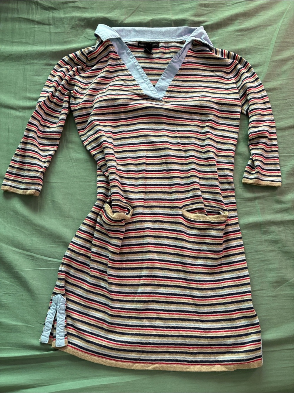 Mango Striped Knit Top in Navy, Red, Cream & Light Blue
